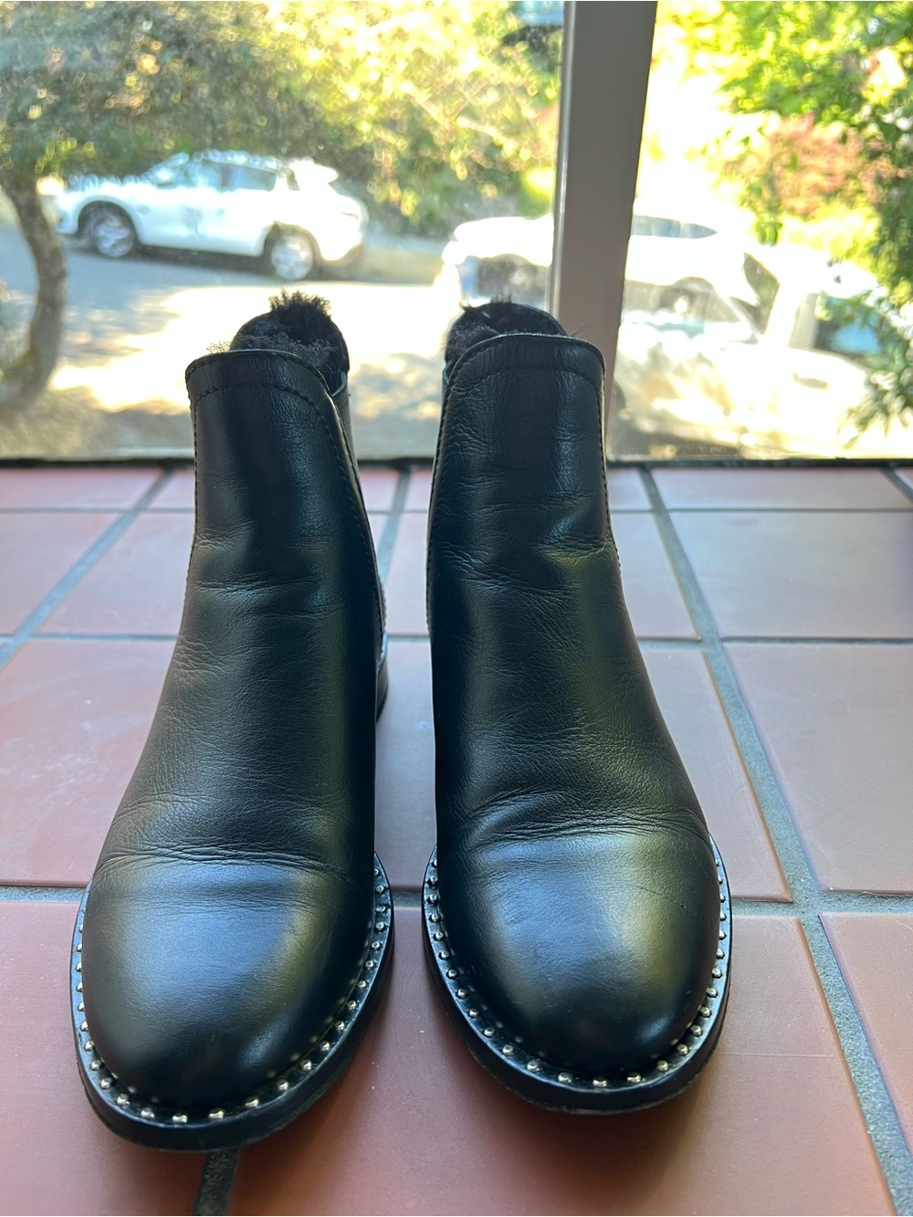 Jimmy Choo Black Leather Stud-Trim Ankle Boots